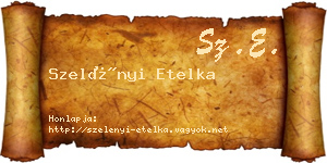 Szelényi Etelka névjegykártya