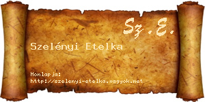 Szelényi Etelka névjegykártya